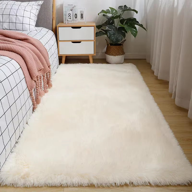 Sheepskin Rug Silk Wool Rugs for Bedroom and Living Room Decor Fur Rugs
